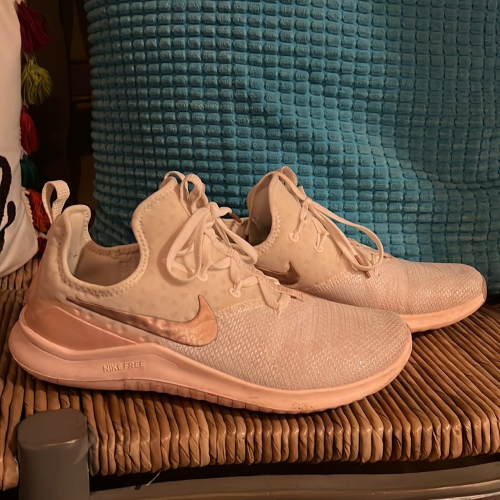 White & Light pink Nike shoes